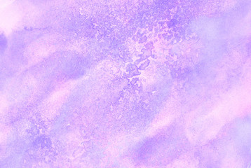 Subtle light purple gradient water color stained paper texture background. Soft smeared gentle violet abstract watercolor illustration for aquarelle card design, vintage template
