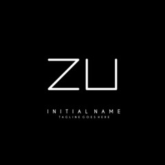 Obraz premium Initial Z U ZU minimalist modern logo identity vector