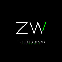 Initial Z W ZW minimalist modern logo identity vector