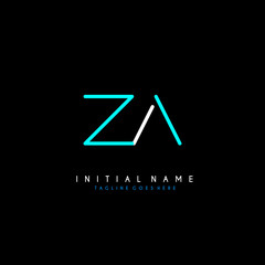 Fototapeta premium Initial Z A ZA minimalist modern logo identity vector