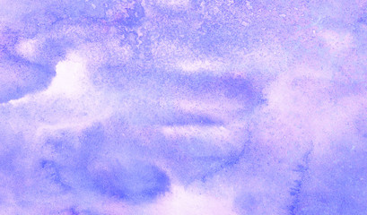 Subtle light purple gradient water color stained paper texture background. Soft smeared gentle violet abstract watercolor illustration for aquarelle card design, vintage template