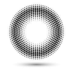 Halftone circle frame, abstract dots logo emblem design element for any projects. Round border icon. Vector EPS10 illustration. Abstract dotted vector background.