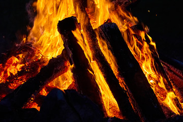 close-up burning bonfire