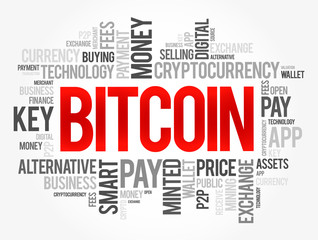 Fototapeta premium Bitcoin word cloud collage, business concept background