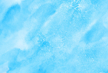 Obraz premium Light blue sky shades color watercolor illustration, creative background, smeared turquoise frame. Aquarelle painted paper textured canvas for vintage design, invitation card, template