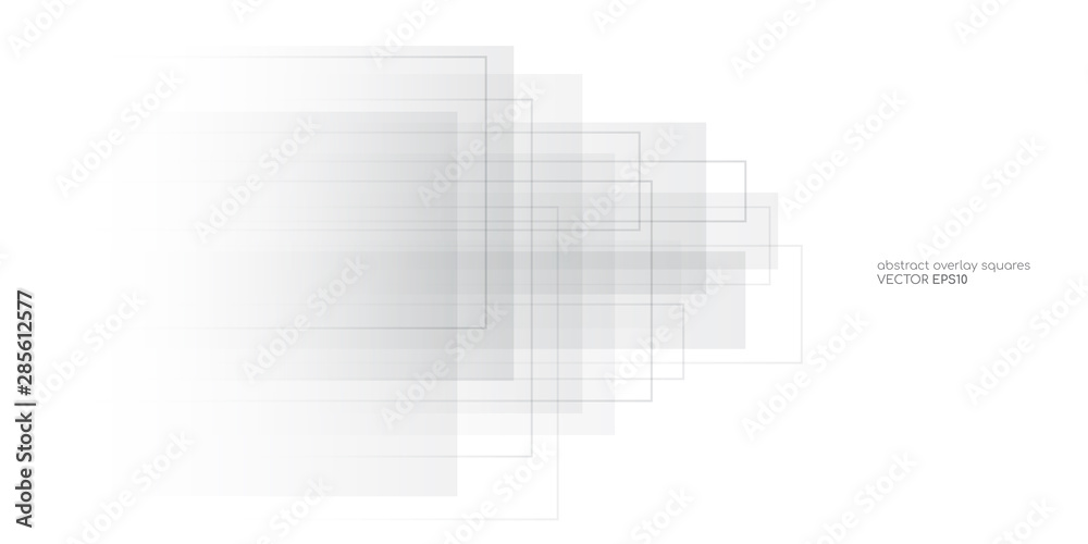 Poster Abstract white background with geometric rectangle shapes and lines transparent overlay. Vector illustration in concept innovation, technology, digital.