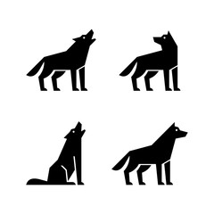 Set of Wolf logo. Icon design. Template elements