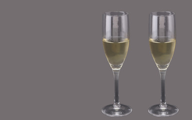 Wine glass on a gray background.