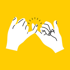 promise hands gesturing on yellow background - obrazy, fototapety, plakaty