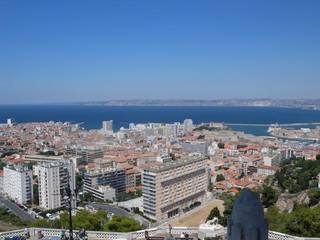Fototapeta premium View of Marseille from Notre Dame de la Garde Cathedral, Provence France