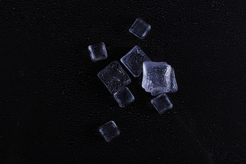 Beautiful ice cube on a black background.