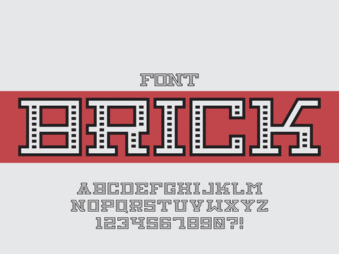 Brick font Vector alphabet 