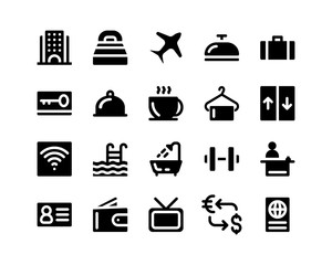 collection of Hotel Icon set on white background