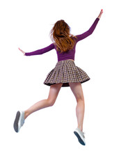 Back view of girl in a jump.