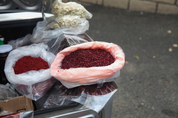 Dried sumac in plastic zipper bag for sale