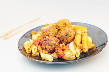 beef meatball and herbs cooked vegetables