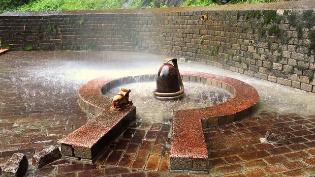 Waterfall on Shiva Linga at Anjani Mahadev temple in Solang Valley, Himachal Pradesh