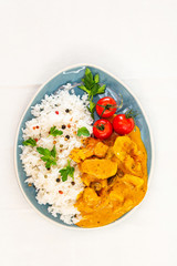 Handmade Indian curry chicken rice