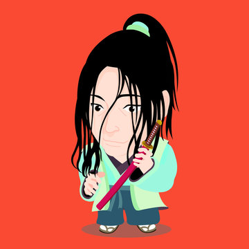 Cute cartoon character of Sasaki Kojiro