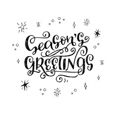 Season's greetings hand lettering phrase
