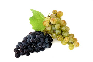 ripe grapes isolated on white background