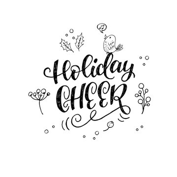 Holiday Cheer Hand Lettering Phrase