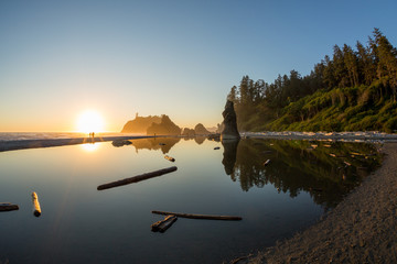 Ruby Beach at Sunset with people in distance