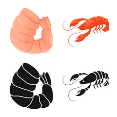 Obraz premium Vector design of appetizer and ocean sign. Set of appetizer and delicacy stock vector illustration.