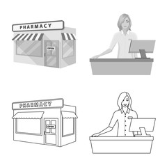 Vector illustration of retail and healthcare symbol. Collection of retail and wellness stock vector illustration.