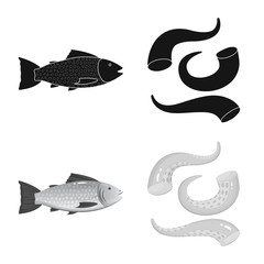 Obraz premium Vector design of fresh and restaurant icon. Set of fresh and marine vector icon for stock.