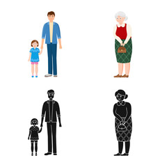 Vector illustration of character and avatar logo. Set of character and portrait vector icon for stock.