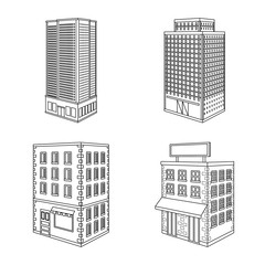 Isolated object of home and apartment icon. Set of home and modern vector icon for stock.