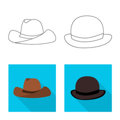 Vector illustration of clothing and cap symbol. Set of clothing and beret stock symbol for web.