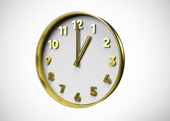 Clock 1 O’Clock Time 3D Render