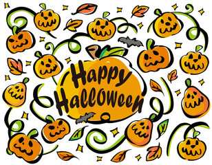 ハロウィンイラスト素材　テンプレート　カードデザイン　秋のイベント