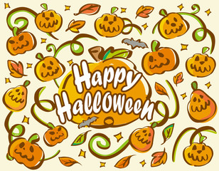 ハロウィンイラスト素材　テンプレート　カードデザイン　秋のイベント