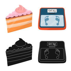 Vector illustration of diet and treatment logo. Set of diet and medicine stock symbol for web.