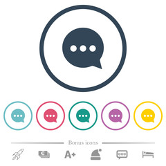 Working chat flat color icons in round outlines