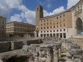 Lecce –  Roman amphitheater. It is an elliptical arena, around which the steps develop and it is...