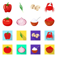 Vector design of taste and product logo. Collection of taste and cooking stock vector illustration.