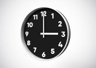 Clock 3 O’Clock Time 3D Render