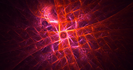 3D rendering abstract red fractal light background