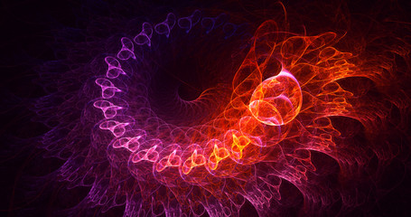 3D rendering abstract red fractal light background