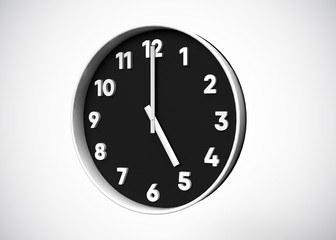 Clock 5 O’Clock Time 3D Render