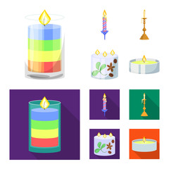 Vector illustration of relaxation and flame symbol. Collection of relaxation and wax vector icon for stock.