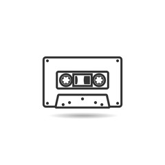 cassette icon flat vector isolated on white background from music collection,