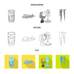 Vector illustration of texture and frozen symbol. Set of texture and transparent stock vector illustration.