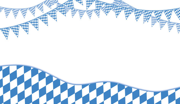 Wimpelkette mit diagonale Rautenmuster in Blau Weiß oben mit weißer Textfläche