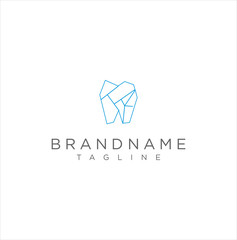 Naklejka premium Simple Monogram Dental Health Stylized Tooth Logo Outline Polygon. Monoline Teeth Dental Logo Icon Flat Design