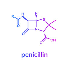 Penicillin  chemical formula on white background - obrazy, fototapety, plakaty